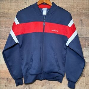 Vintage Adidas Navy and Red Track Jacket Men’s size Small Athletic Athleisure